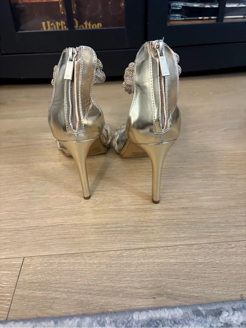 Kenneth Cole Braided Metallic Ankle-Strap Heels - Champagne